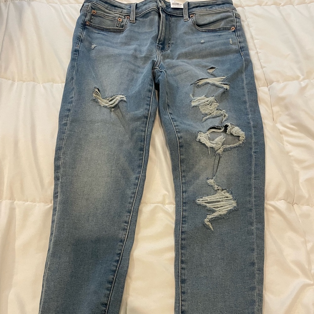 American Eagle NE(X)T Level Stretch Ripped Light Low Rise Jegging Size 12 Short
